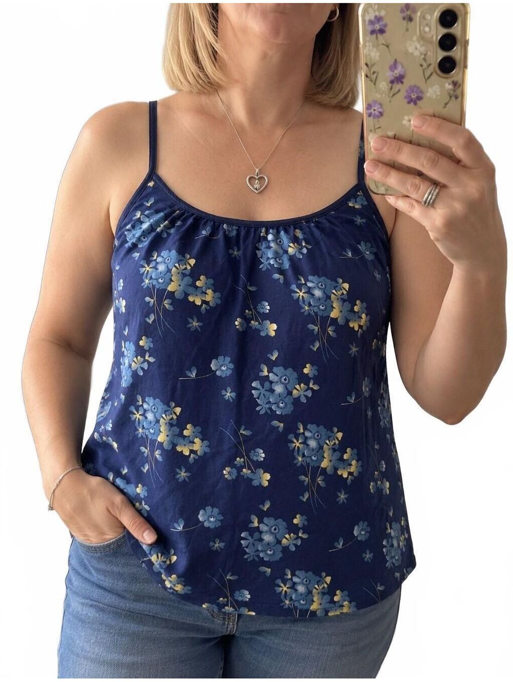 B.U.M. Equipment Floral Cami Top L/G – Navy Blue